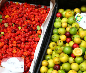 High angle view of apples in market