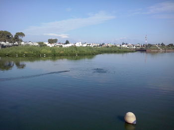 Scenic view of lake against sky