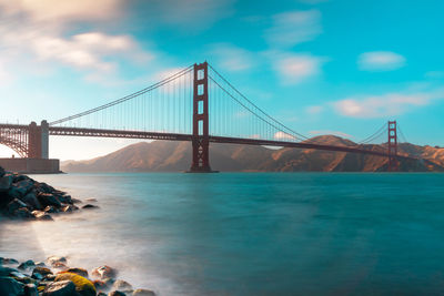 Suspension bridge over sea