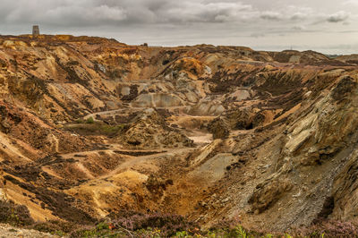 Rock formations on landscape against sky