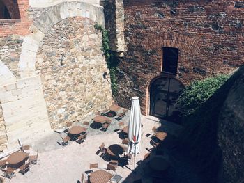 High angle view of buildings in town