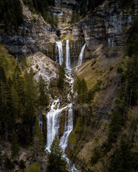 Scenic view of waterfall