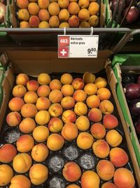 High angle view of fruits for sale in market