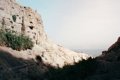 Rock formations against clear sky