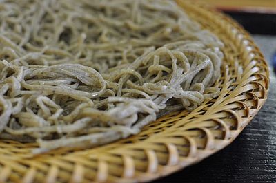 High angle view of bread in basket on table