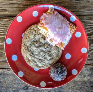 High angle view of breakfast on table