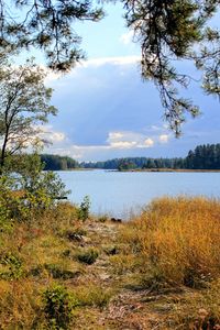 Scenic view of lake against sky