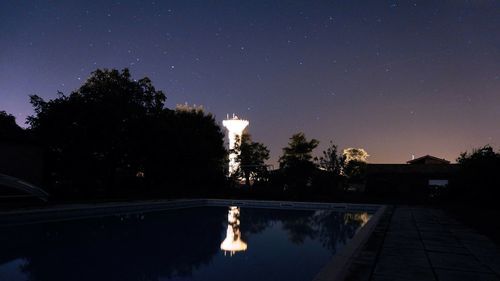 Scenic view of calm lake at night