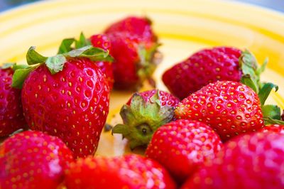 Close-up of strawberries in plate