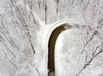 View of snow covered car