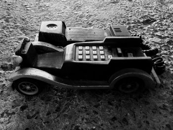 Close-up of abandoned car