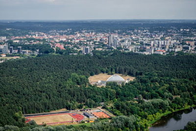 High angle view of townscape against sky