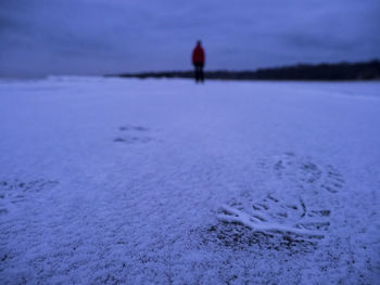 Person on snow covered field