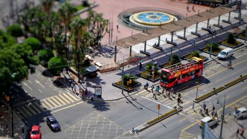 High angle view of road in city