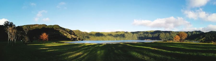 Panoramic view of lake against sky