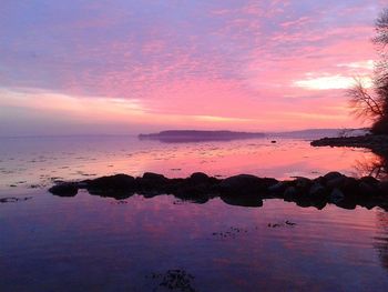 Scenic view of sea at sunset