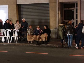 Group of people in front of building