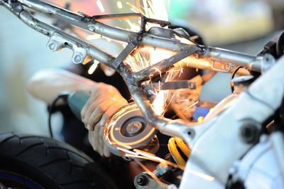 Close-up of bicycles