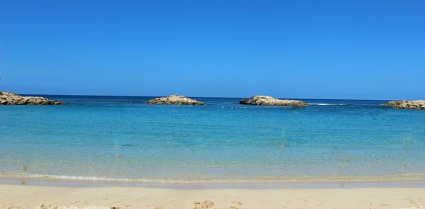 Scenic view of sea against clear sky