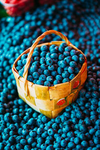 Close-up of multi colored wicker basket