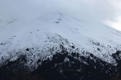 Scenic view of mountains against sky during winter