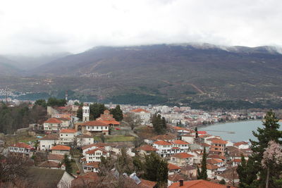 High angle view of townscape against sky