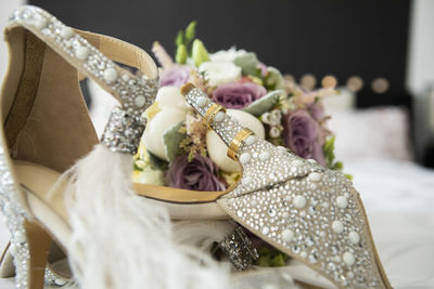 Close-up of flowers on table