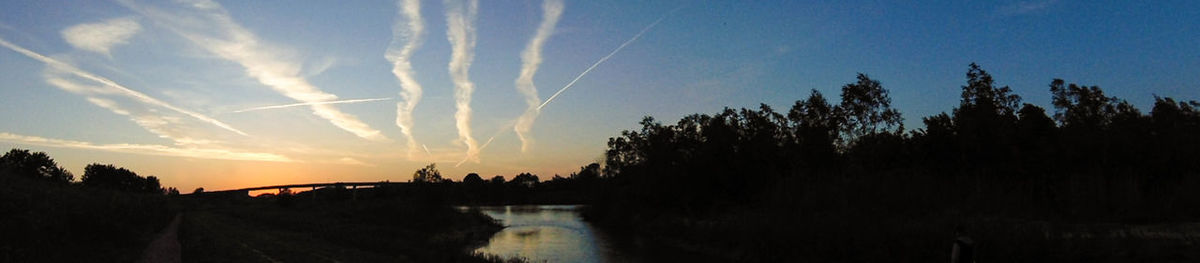 Panoramic view of silhouette trees against sky during sunset