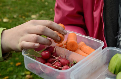 Close-up of hand holding fruit