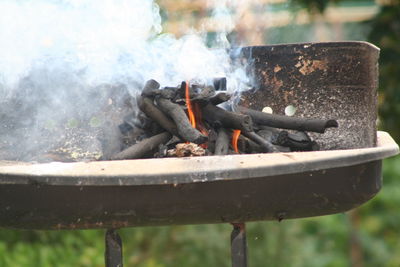 Close-up of burning fire pit