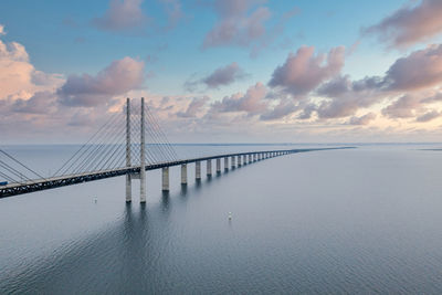 Aerial view of the bridge between denmark and sweden, oresundsbron.