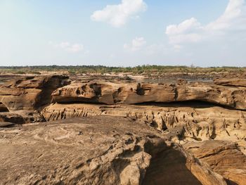 Scenic view of rock formations against sky