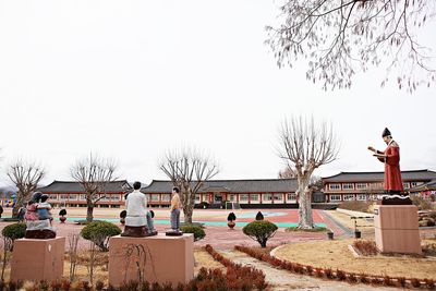 View of cemetery against clear sky