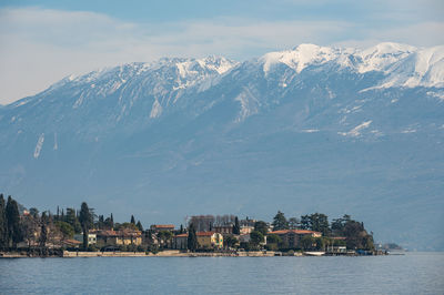 Landascape of barbarano with the lake garda and the monte baldo in background