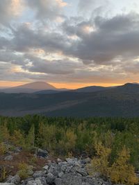 Scenic view of landscape against sky during sunset