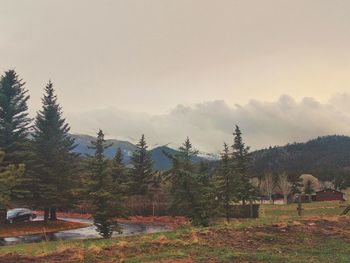 Scenic view of landscape against sky during autumn