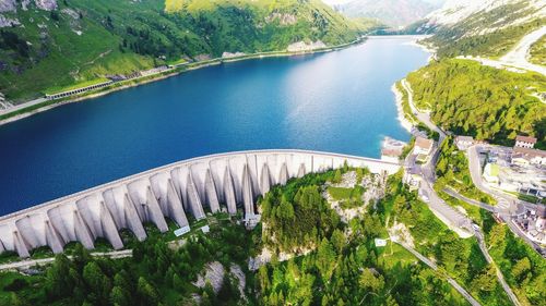 High angle view of dam