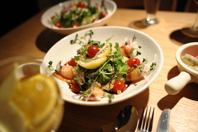 Close-up of food in plate on table