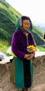 Portrait of an old lady in ha giang, vietnam.