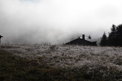 House on field against sky