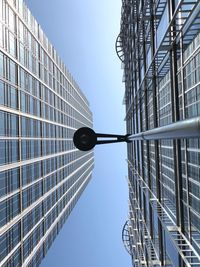 Low angle view of buildings against clear sky