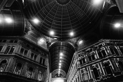 Low angle view of illuminated galleria umberto at night