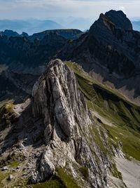 High angle view of mountains against sky