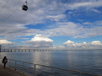 Vasco da gama bridge seen from lisbon's nation's park - parque das nações