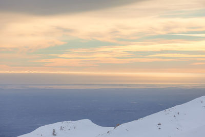 Venice lagoon winter panorama from col visentin, belluno, veneto, italy