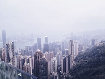 Modern cityscape against clear sky