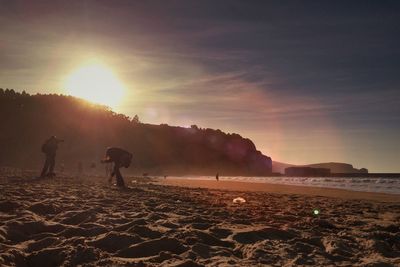 Scenic view of beach at sunset