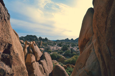Panoramic view of rock formation against sky