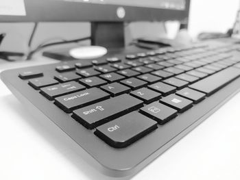 Close-up of computer keyboard on table