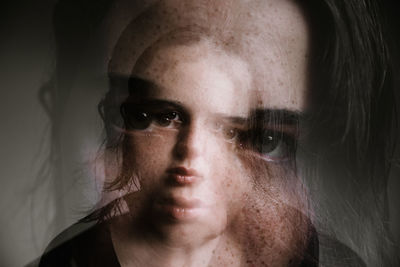 Multiple exposure of teenage girl